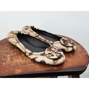 Tory Burch Faux Snake Ballet Flats Size 5 Flawed‎